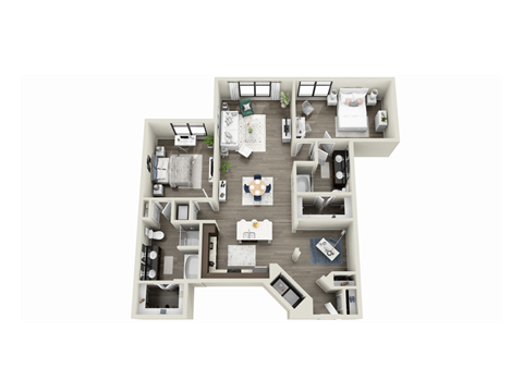 Floor plan for 2 beds, 2 baths, 1411 sqft